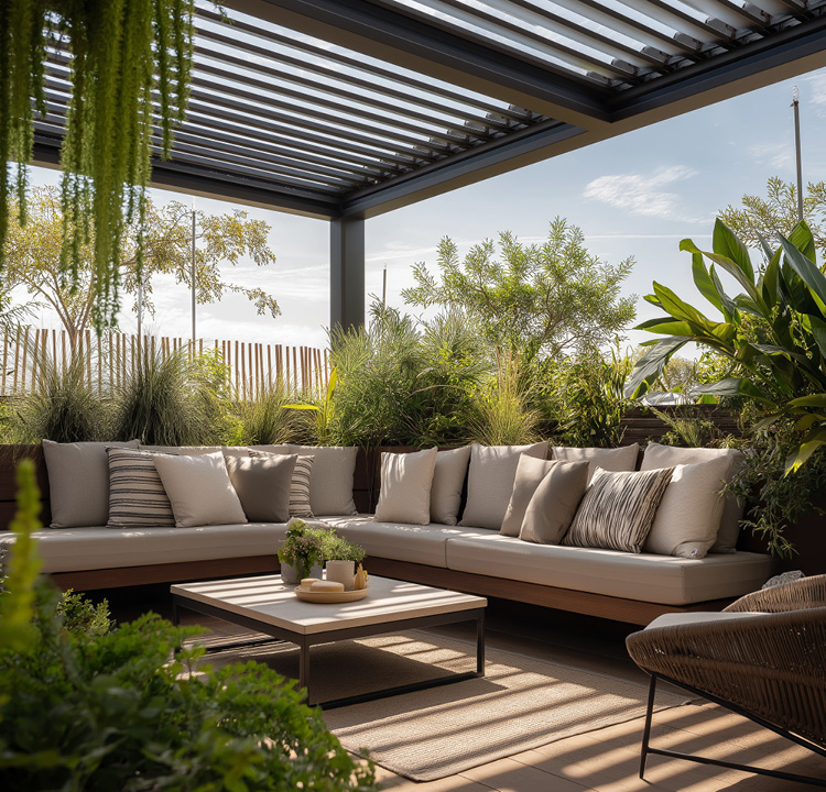 Ambiance Cholet avec une pergola bioclimatique