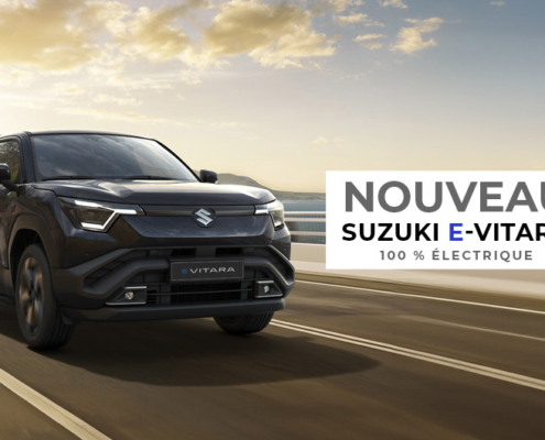 Une grande nouveauté se prépare : la Suzuki E-Vitara... un SUV 100 % électrique, et audacieux, pensé pour électriser votre quotidien !